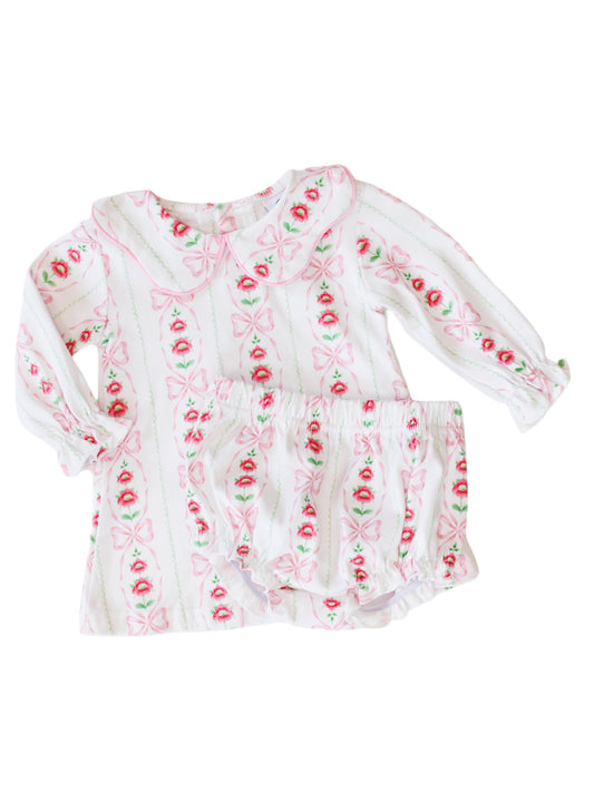 Blossom Bow Floral Long Sleeve Bloomer Set